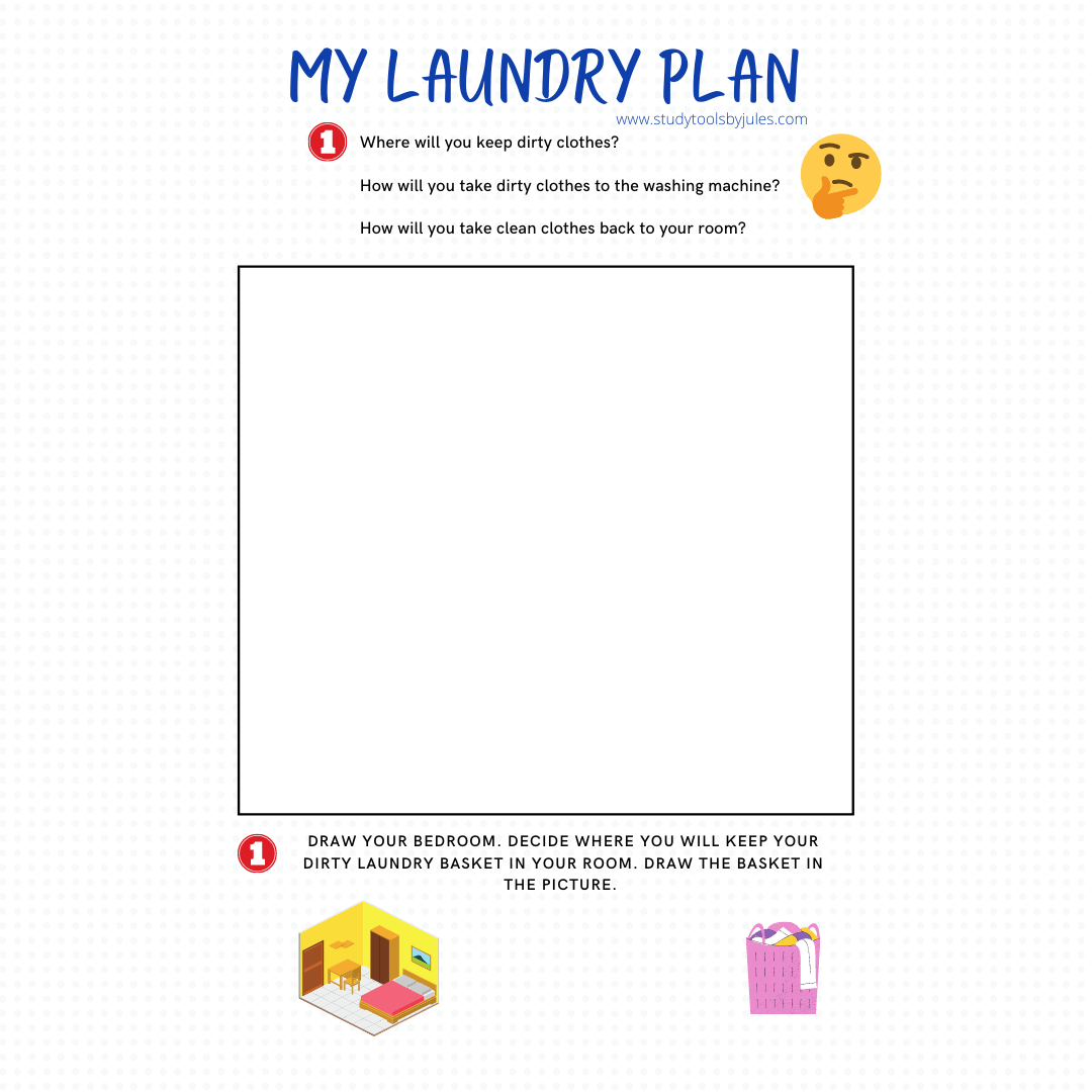 My Laundry Plan free ADHD worksheet study tools by jules
